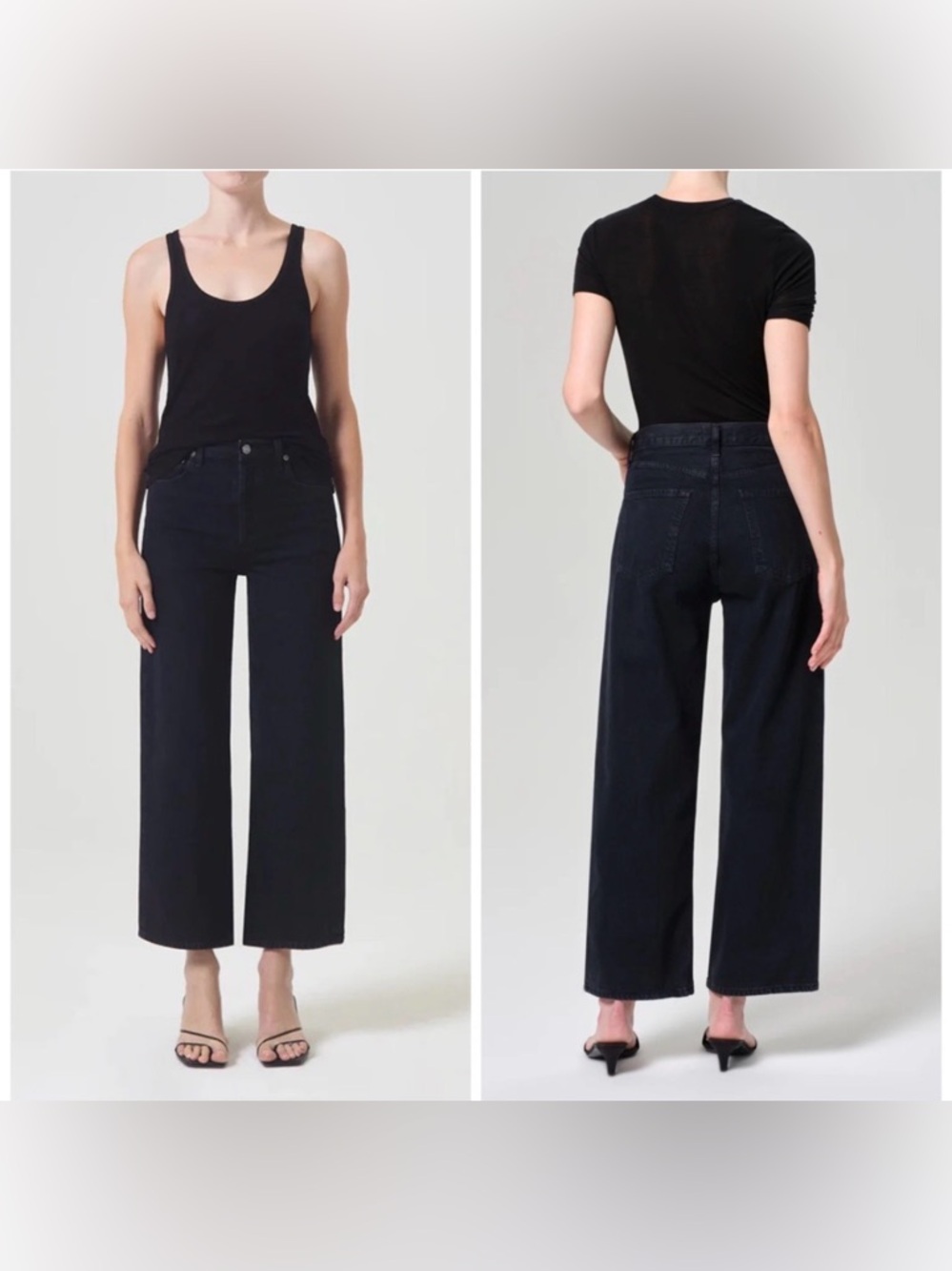 Agolde Ren High Rise Wide Leg Black Scowl Ankle Size 32